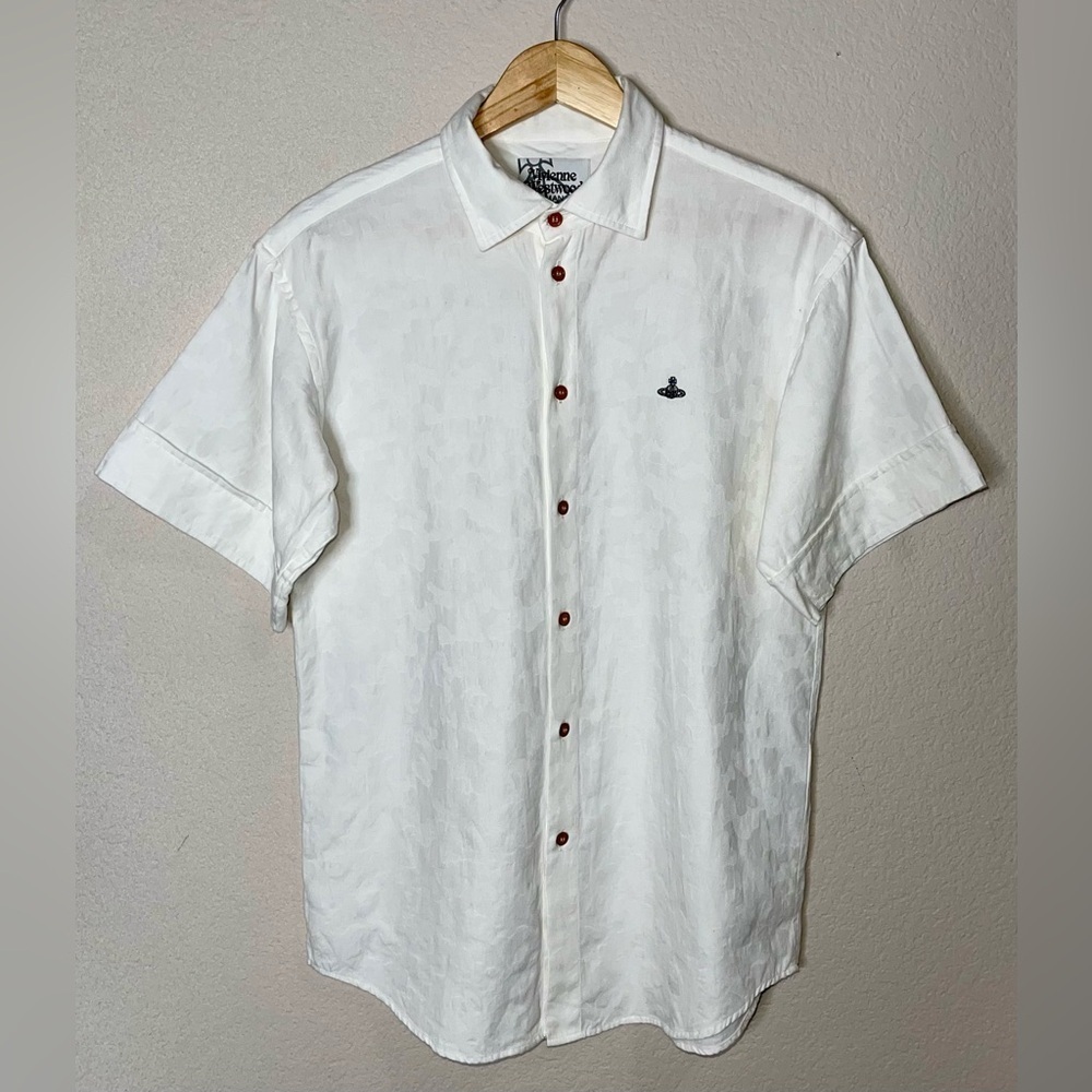 Vivienne Westwood Jacquard Cotton White Button Down Shirt Size 44 (Small)